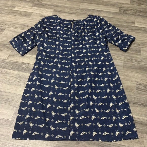 Lily Rose Navy Blue Bird 3/4 Sleeve Polyester Dress; Medium - Picture 10 of 10